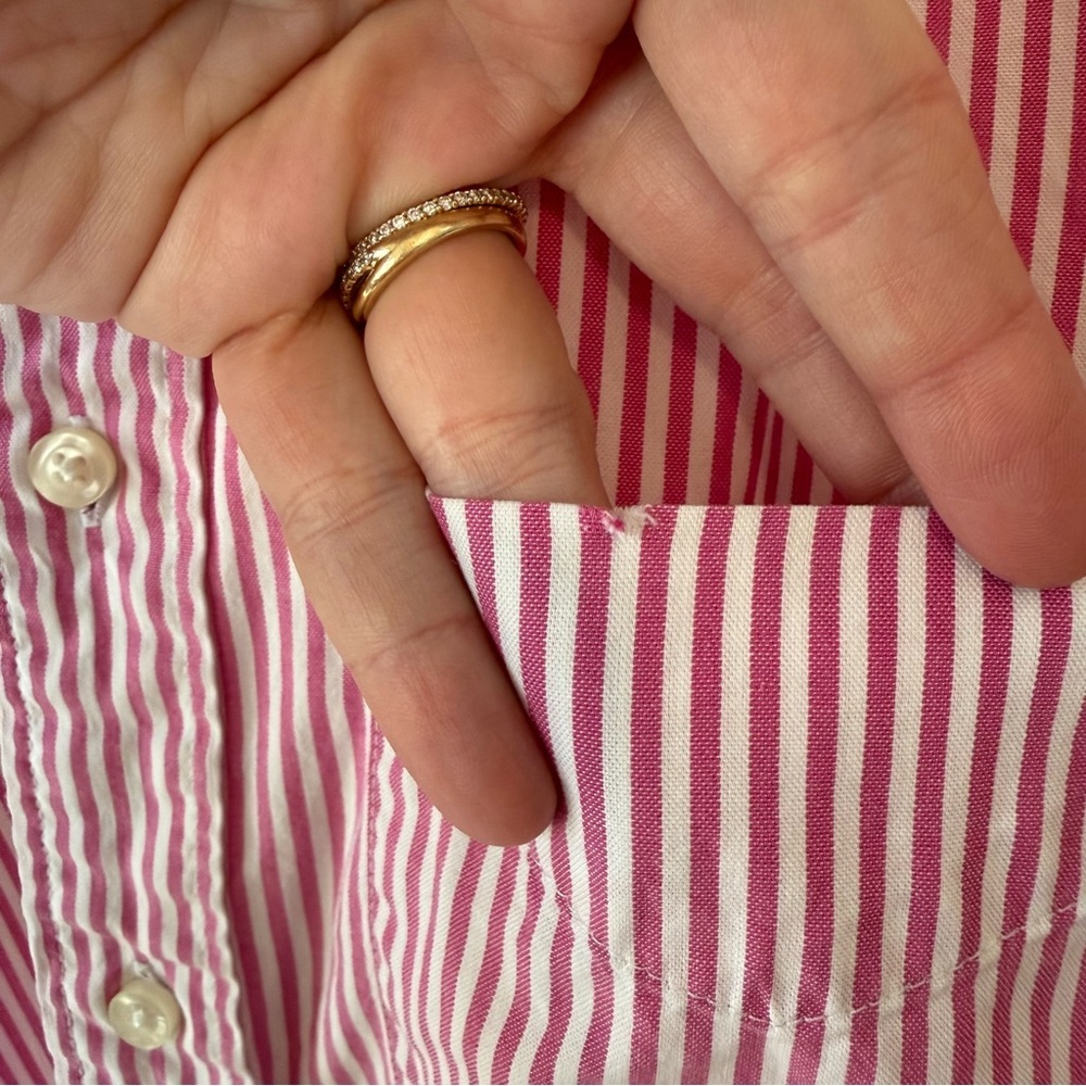 VTG American Eagle Y2K Preppy Pink Striped Button Down Shirt Old Money - Picture 3 of 9